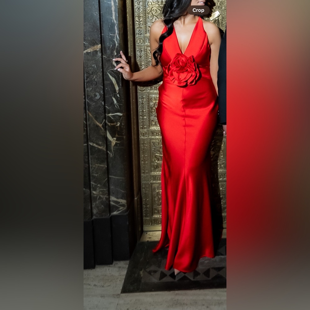 New York & Company Vibrant Red Backless Dress